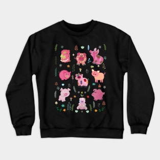 Pig With Plant Design For Farm Girl. Crewneck Sweatshirt